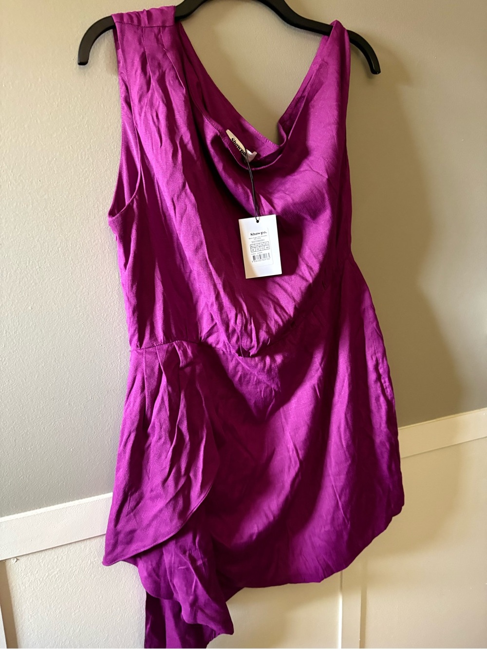 NWT Showpo Niana Purple Drape One-Shoulder Mini Dress – US 12